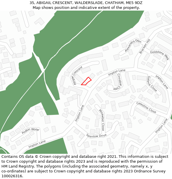 35, ABIGAIL CRESCENT, WALDERSLADE, CHATHAM, ME5 9DZ: Location map and indicative extent of plot