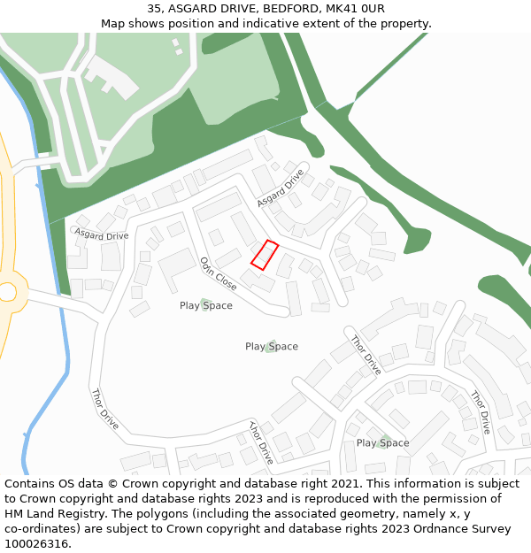 35, ASGARD DRIVE, BEDFORD, MK41 0UR: Location map and indicative extent of plot