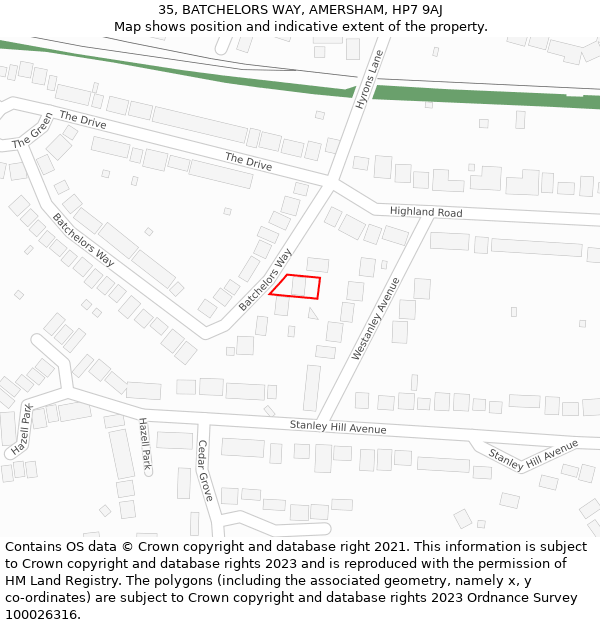 35, BATCHELORS WAY, AMERSHAM, HP7 9AJ: Location map and indicative extent of plot