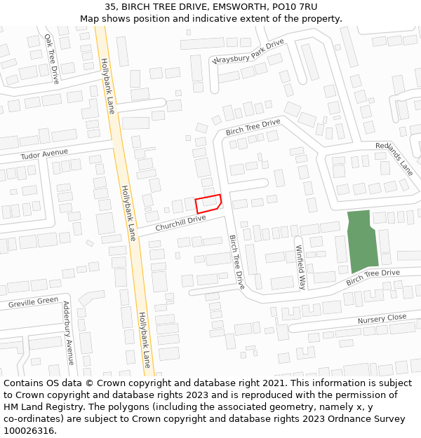 35, BIRCH TREE DRIVE, EMSWORTH, PO10 7RU: Location map and indicative extent of plot