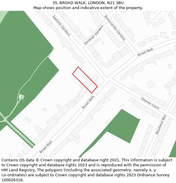 35, BROAD WALK, LONDON, N21 3BU: Location map and indicative extent of plot