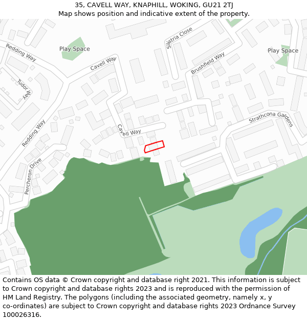 35, CAVELL WAY, KNAPHILL, WOKING, GU21 2TJ: Location map and indicative extent of plot