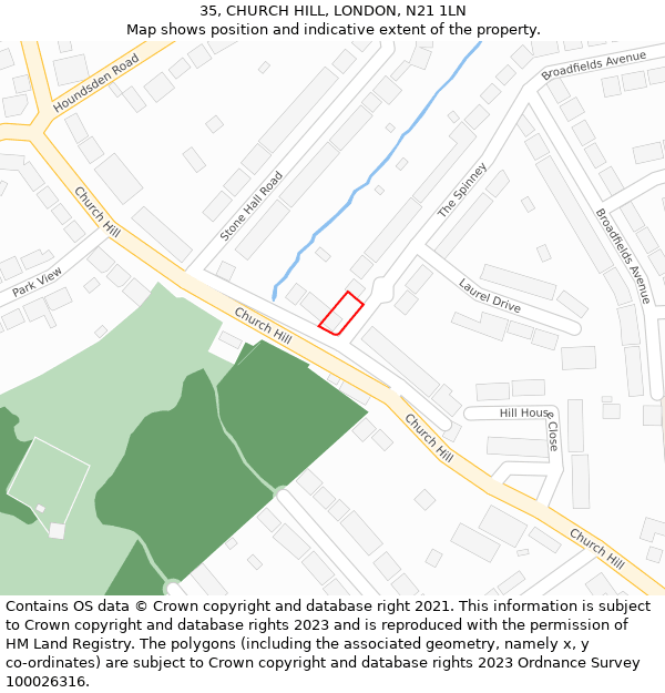 35, CHURCH HILL, LONDON, N21 1LN: Location map and indicative extent of plot