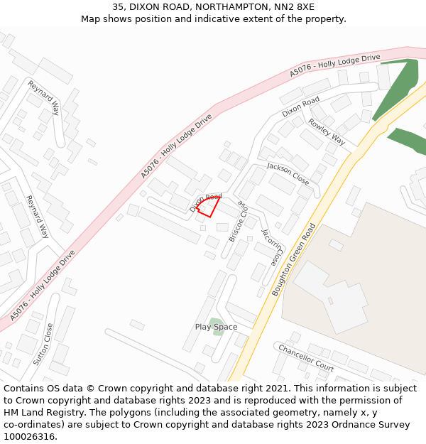35, DIXON ROAD, NORTHAMPTON, NN2 8XE: Location map and indicative extent of plot