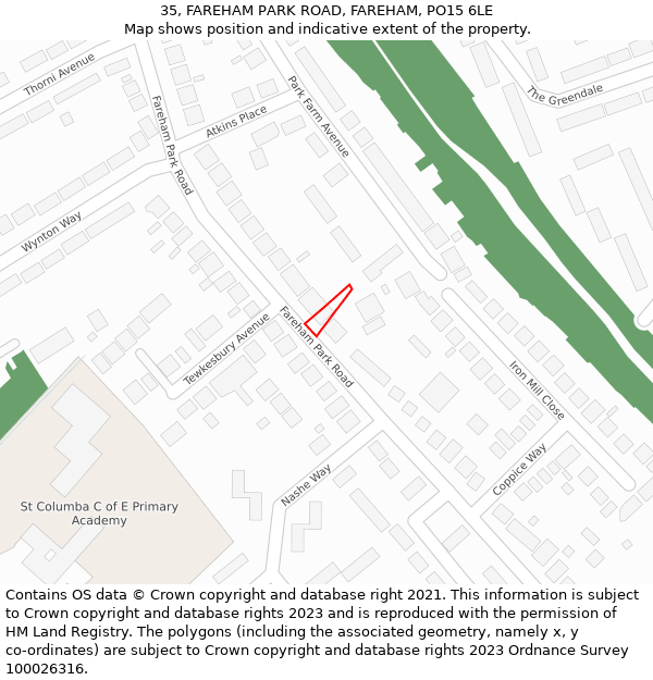 35, FAREHAM PARK ROAD, FAREHAM, PO15 6LE: Location map and indicative extent of plot