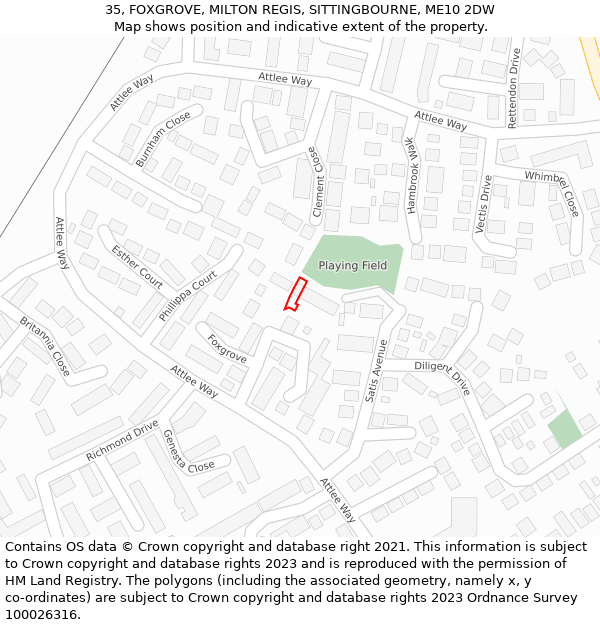 35, FOXGROVE, MILTON REGIS, SITTINGBOURNE, ME10 2DW: Location map and indicative extent of plot