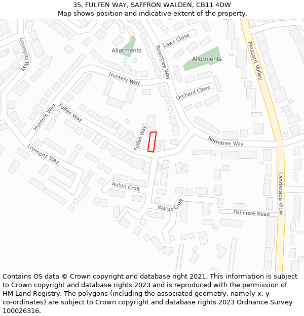 35, FULFEN WAY, SAFFRON WALDEN, CB11 4DW: Location map and indicative extent of plot