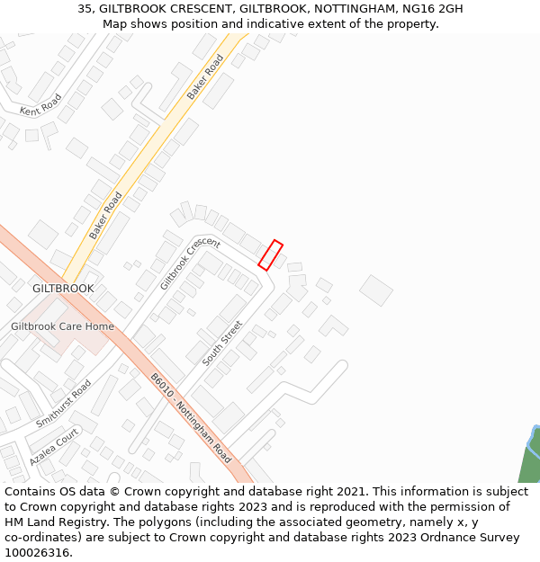 35, GILTBROOK CRESCENT, GILTBROOK, NOTTINGHAM, NG16 2GH: Location map and indicative extent of plot