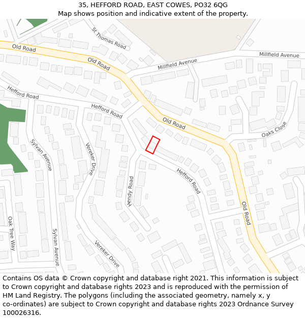 35, HEFFORD ROAD, EAST COWES, PO32 6QG: Location map and indicative extent of plot