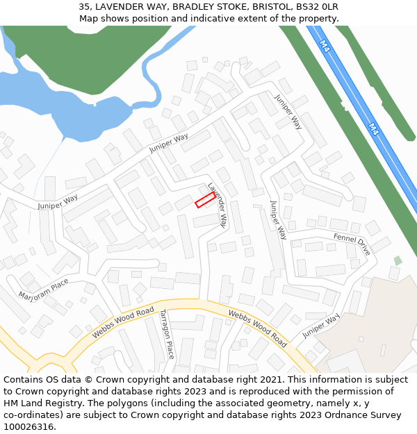 35, LAVENDER WAY, BRADLEY STOKE, BRISTOL, BS32 0LR: Location map and indicative extent of plot