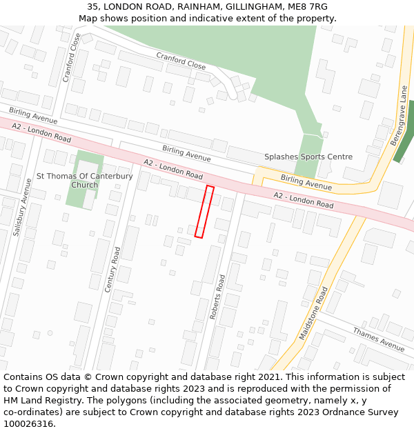 35, LONDON ROAD, RAINHAM, GILLINGHAM, ME8 7RG: Location map and indicative extent of plot