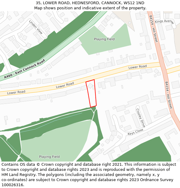 35, LOWER ROAD, HEDNESFORD, CANNOCK, WS12 1ND: Location map and indicative extent of plot