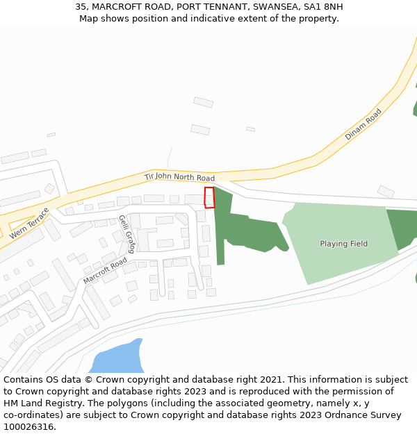 35, MARCROFT ROAD, PORT TENNANT, SWANSEA, SA1 8NH: Location map and indicative extent of plot