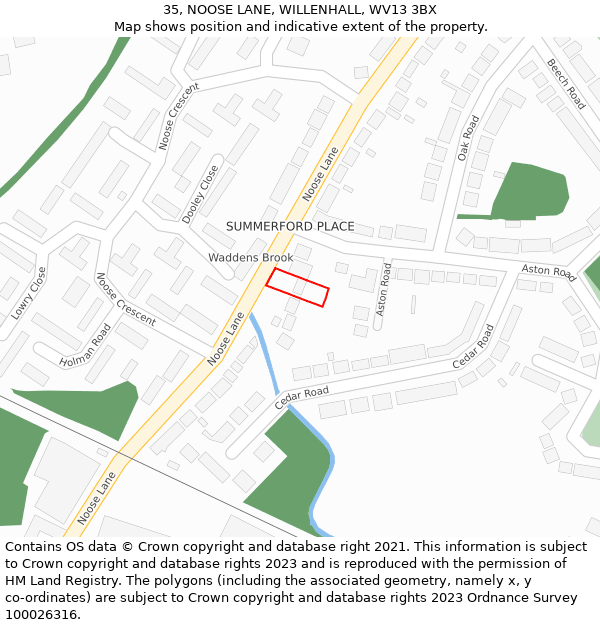35, NOOSE LANE, WILLENHALL, WV13 3BX: Location map and indicative extent of plot