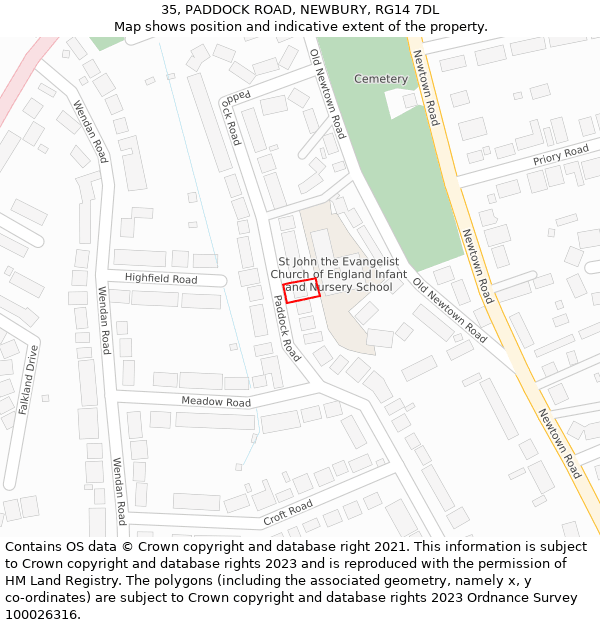 35, PADDOCK ROAD, NEWBURY, RG14 7DL: Location map and indicative extent of plot
