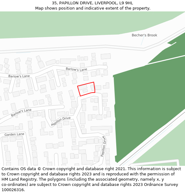 35, PAPILLON DRIVE, LIVERPOOL, L9 9HL: Location map and indicative extent of plot