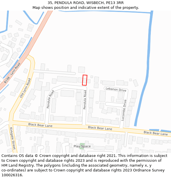 35, PENDULA ROAD, WISBECH, PE13 3RR: Location map and indicative extent of plot