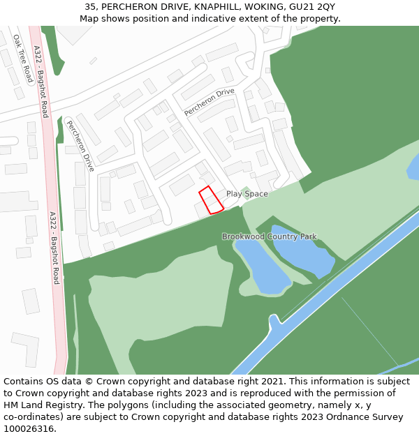 35, PERCHERON DRIVE, KNAPHILL, WOKING, GU21 2QY: Location map and indicative extent of plot