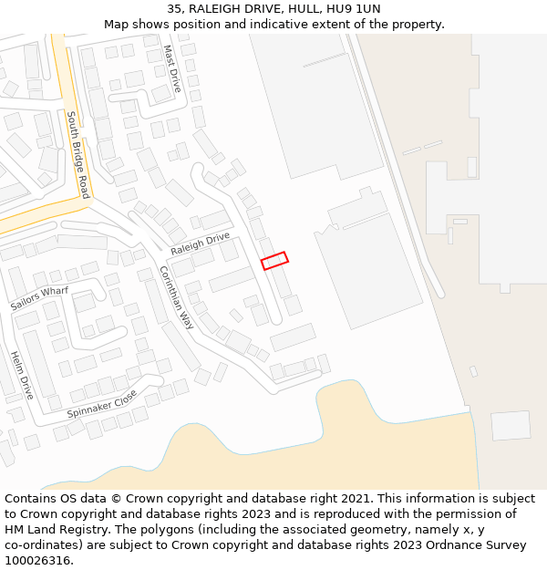 35, RALEIGH DRIVE, HULL, HU9 1UN: Location map and indicative extent of plot