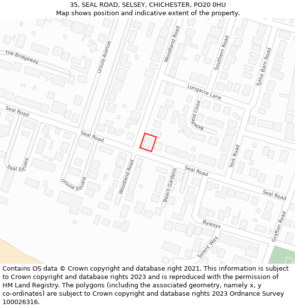 35, SEAL ROAD, SELSEY, CHICHESTER, PO20 0HU: Location map and indicative extent of plot