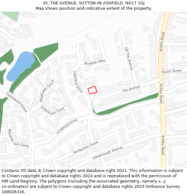 35, THE AVENUE, SUTTON-IN-ASHFIELD, NG17 1GJ: Location map and indicative extent of plot