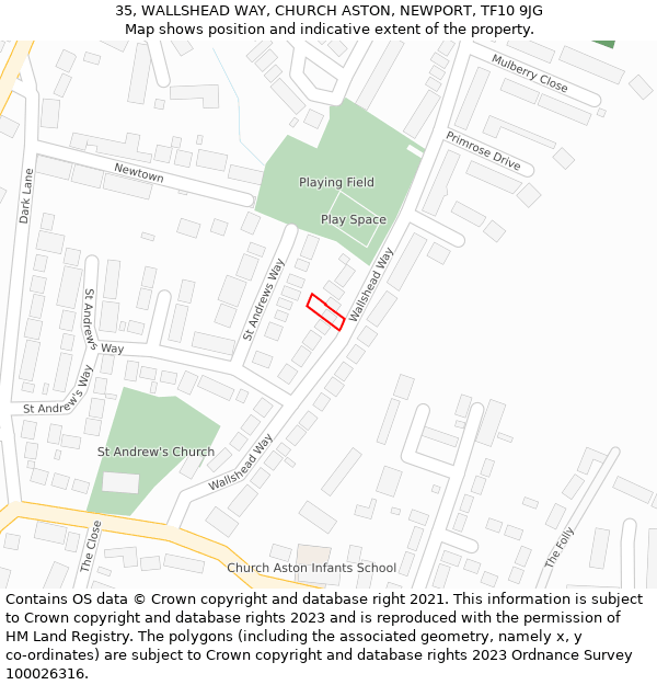 35, WALLSHEAD WAY, CHURCH ASTON, NEWPORT, TF10 9JG: Location map and indicative extent of plot