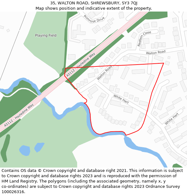 35, WALTON ROAD, SHREWSBURY, SY3 7QJ: Location map and indicative extent of plot