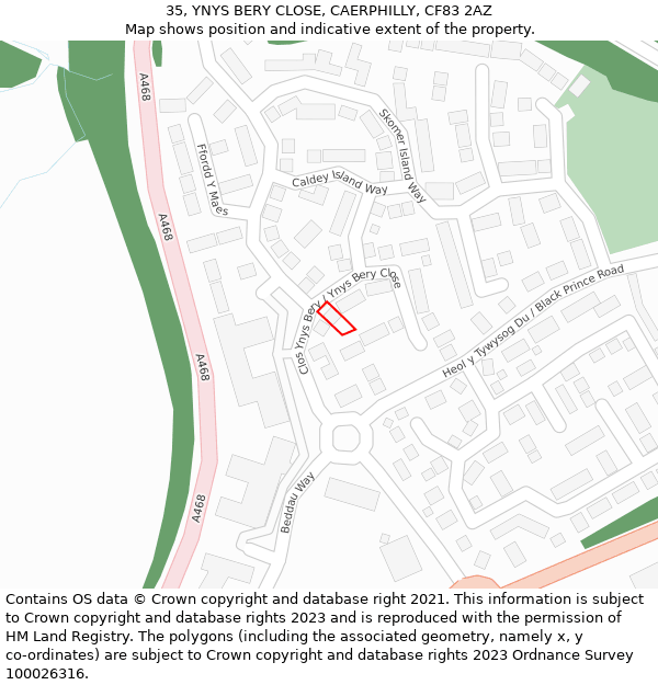 35, YNYS BERY CLOSE, CAERPHILLY, CF83 2AZ: Location map and indicative extent of plot