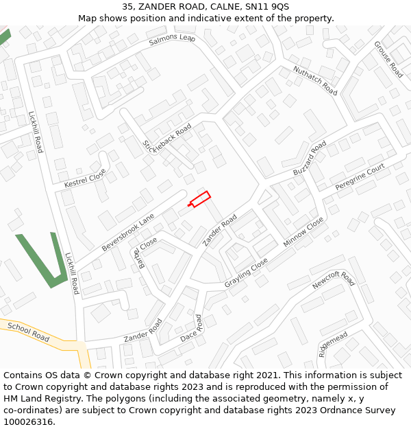 35, ZANDER ROAD, CALNE, SN11 9QS: Location map and indicative extent of plot