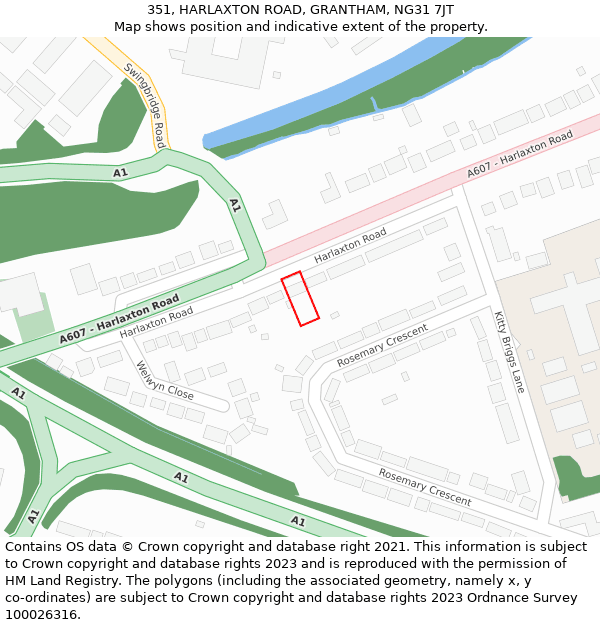 351, HARLAXTON ROAD, GRANTHAM, NG31 7JT: Location map and indicative extent of plot