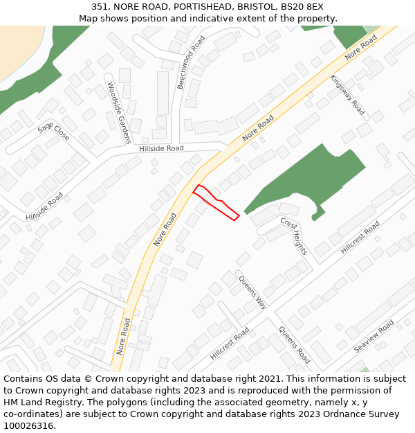 351, NORE ROAD, PORTISHEAD, BRISTOL, BS20 8EX: Location map and indicative extent of plot