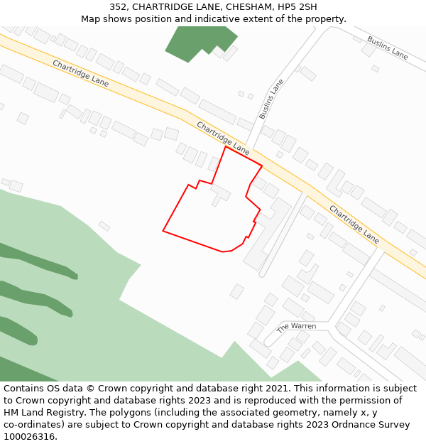 352, CHARTRIDGE LANE, CHESHAM, HP5 2SH: Location map and indicative extent of plot