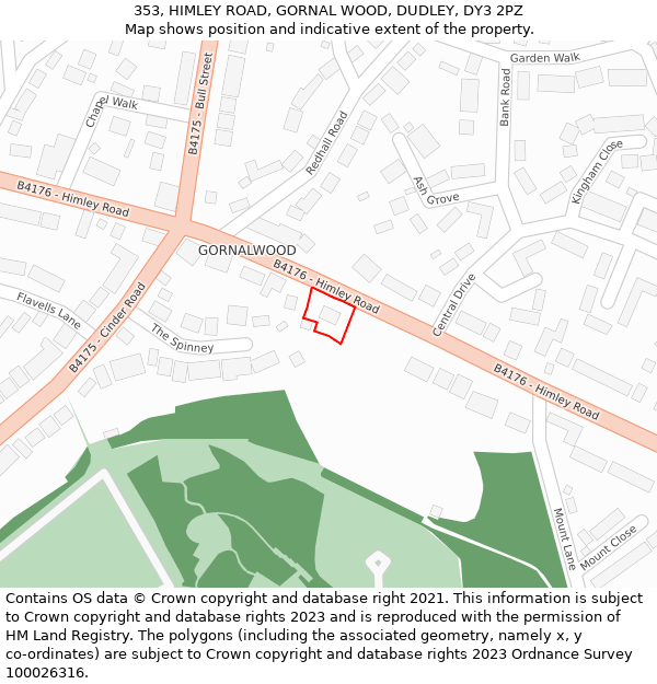 353, HIMLEY ROAD, GORNAL WOOD, DUDLEY, DY3 2PZ: Location map and indicative extent of plot