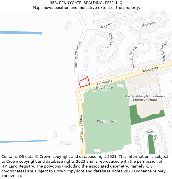 353, PENNYGATE, SPALDING, PE11 1LQ: Location map and indicative extent of plot