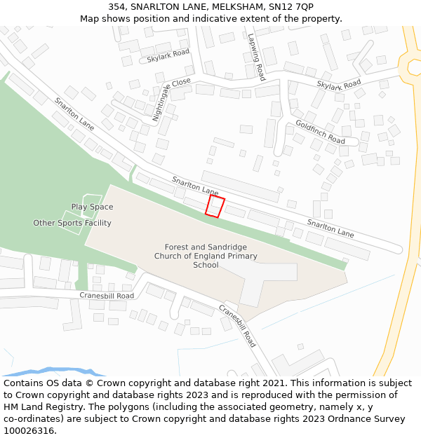 354, SNARLTON LANE, MELKSHAM, SN12 7QP: Location map and indicative extent of plot