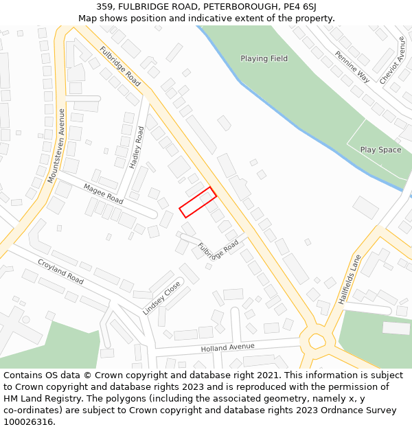 359, FULBRIDGE ROAD, PETERBOROUGH, PE4 6SJ: Location map and indicative extent of plot