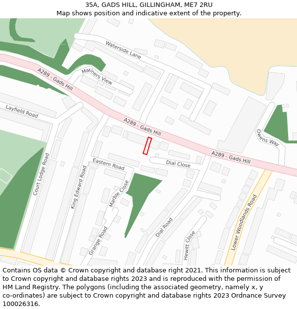 35A, GADS HILL, GILLINGHAM, ME7 2RU: Location map and indicative extent of plot