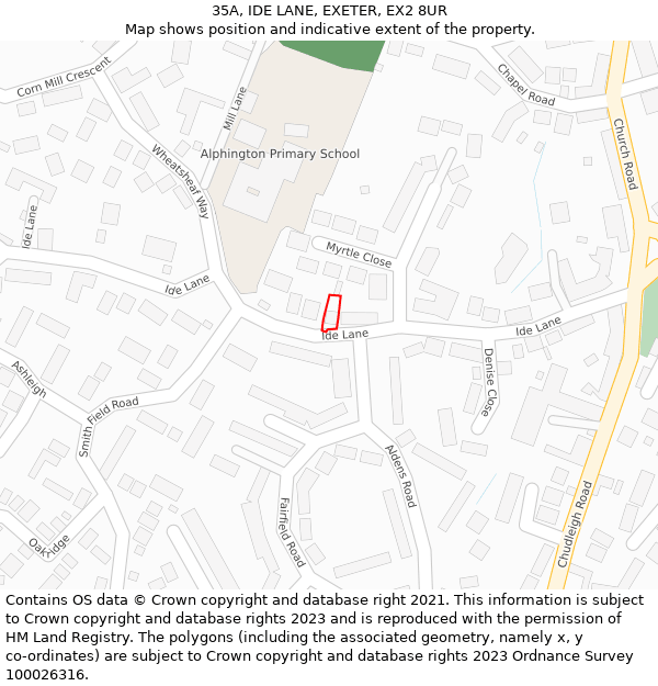 35A, IDE LANE, EXETER, EX2 8UR: Location map and indicative extent of plot