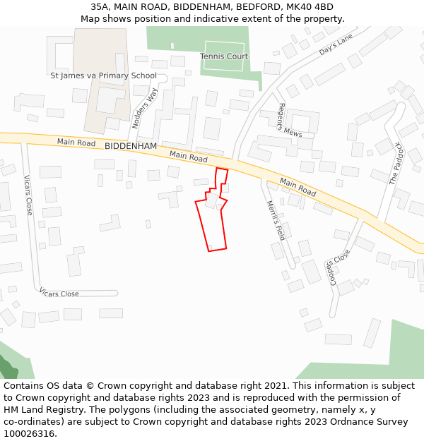 35A, MAIN ROAD, BIDDENHAM, BEDFORD, MK40 4BD: Location map and indicative extent of plot