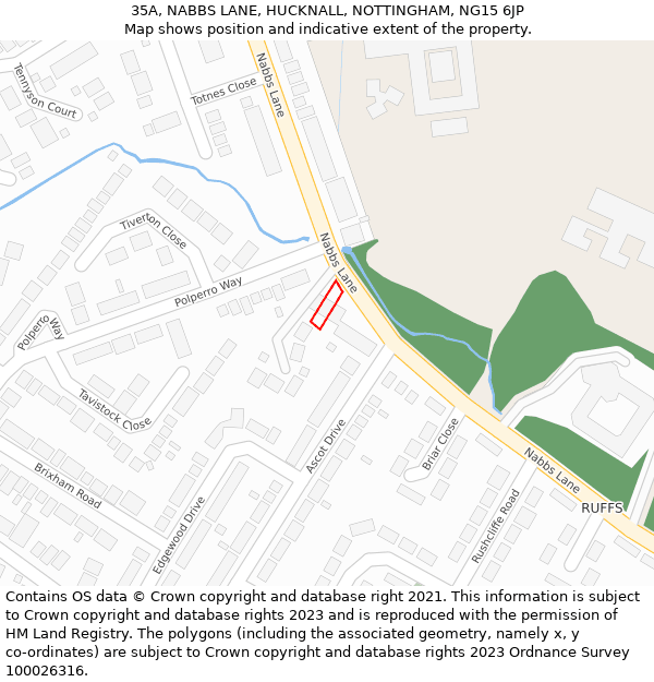 35A, NABBS LANE, HUCKNALL, NOTTINGHAM, NG15 6JP: Location map and indicative extent of plot