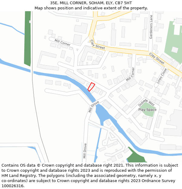 35E, MILL CORNER, SOHAM, ELY, CB7 5HT: Location map and indicative extent of plot