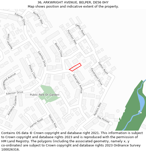 36, ARKWRIGHT AVENUE, BELPER, DE56 0HY: Location map and indicative extent of plot