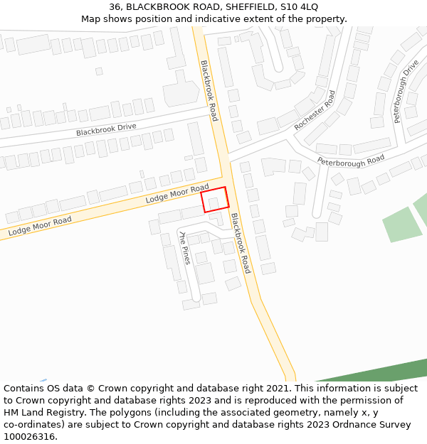 36, BLACKBROOK ROAD, SHEFFIELD, S10 4LQ: Location map and indicative extent of plot