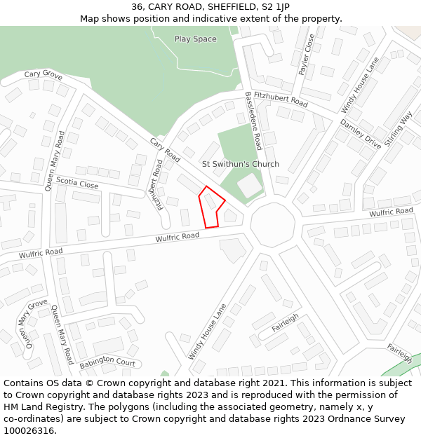36, CARY ROAD, SHEFFIELD, S2 1JP: Location map and indicative extent of plot