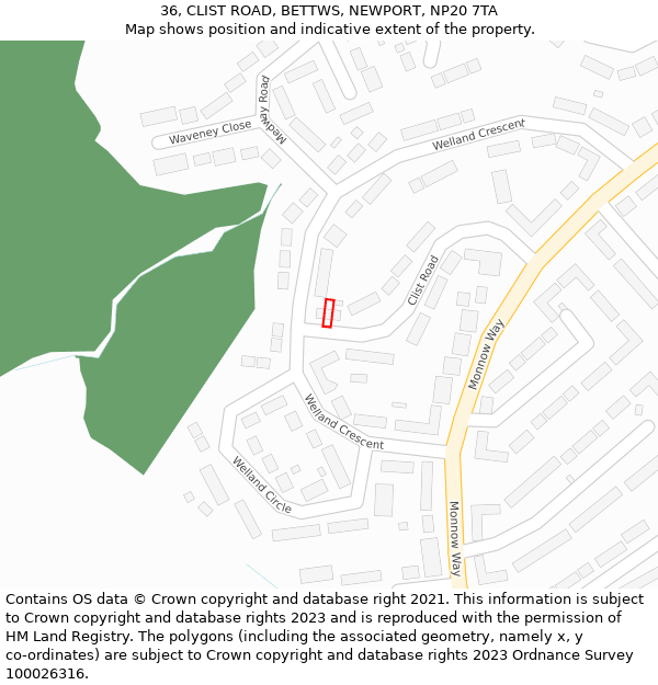 36, CLIST ROAD, BETTWS, NEWPORT, NP20 7TA: Location map and indicative extent of plot