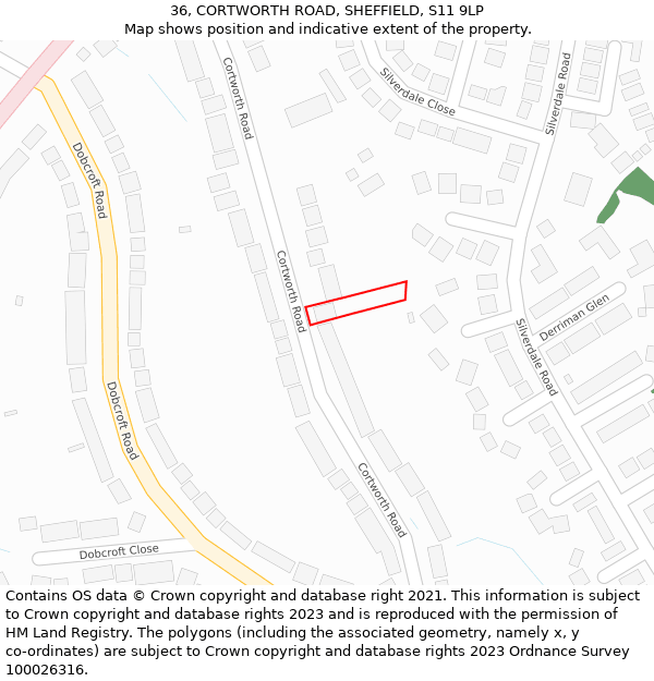 36, CORTWORTH ROAD, SHEFFIELD, S11 9LP: Location map and indicative extent of plot