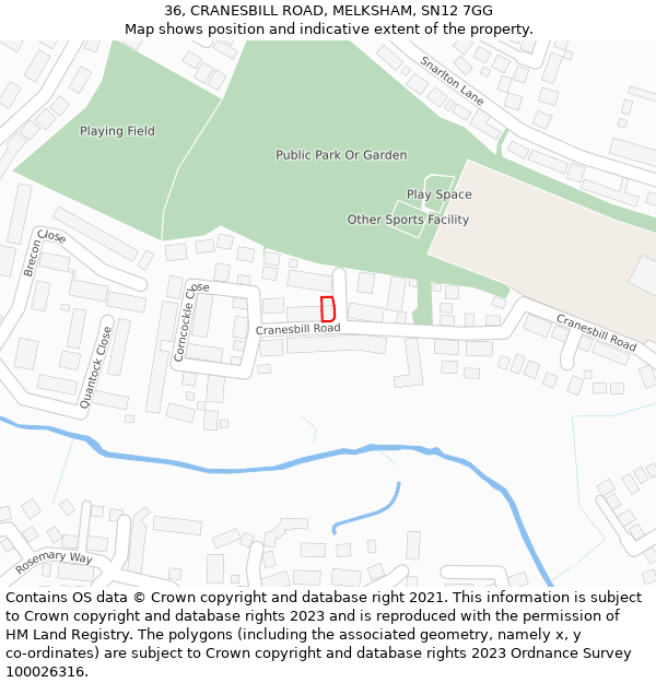 36, CRANESBILL ROAD, MELKSHAM, SN12 7GG: Location map and indicative extent of plot