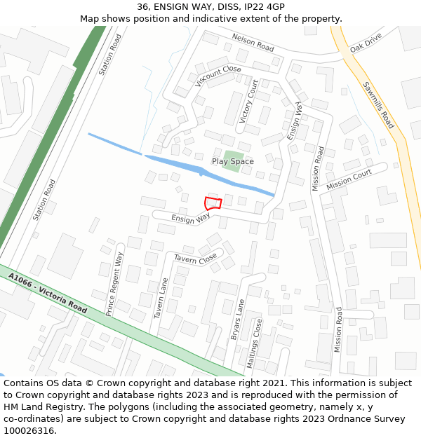 36, ENSIGN WAY, DISS, IP22 4GP: Location map and indicative extent of plot