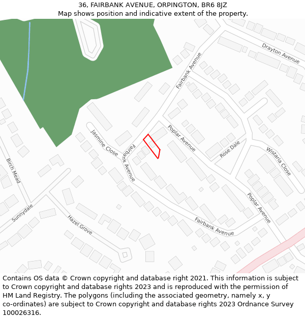 36, FAIRBANK AVENUE, ORPINGTON, BR6 8JZ: Location map and indicative extent of plot