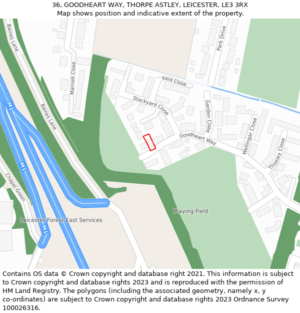 36, GOODHEART WAY, THORPE ASTLEY, LEICESTER, LE3 3RX: Location map and indicative extent of plot